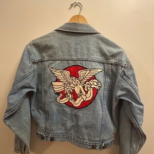 XS Octane Denim Jacket with Embroidery Eagle snake American spirit